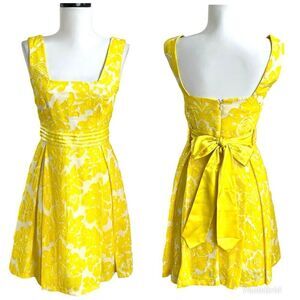 Alice + Olivia 100% Silk Floral Sequin Mini Dress XS Fairy Bow Preppy Party